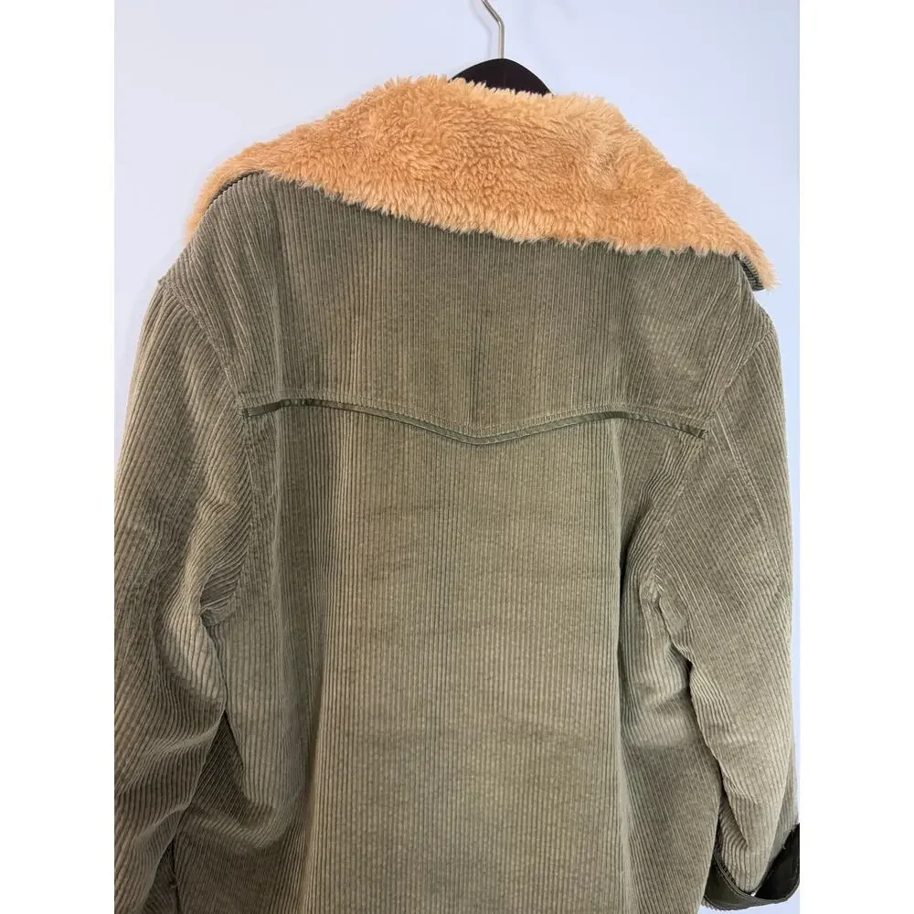 Avec Les Filles Sherpa Trim Corduroy Jacket Oversized Blue Women's S